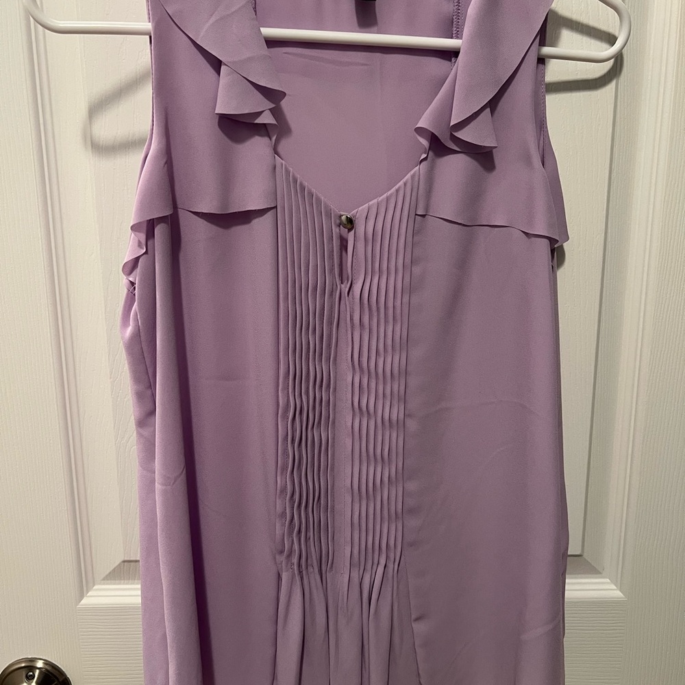 Banana Republic Purple Bib Collar Pleated Blouse